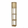 Homeroots Floor Lamp with Natural Wood Finish Storage Shelves 372525